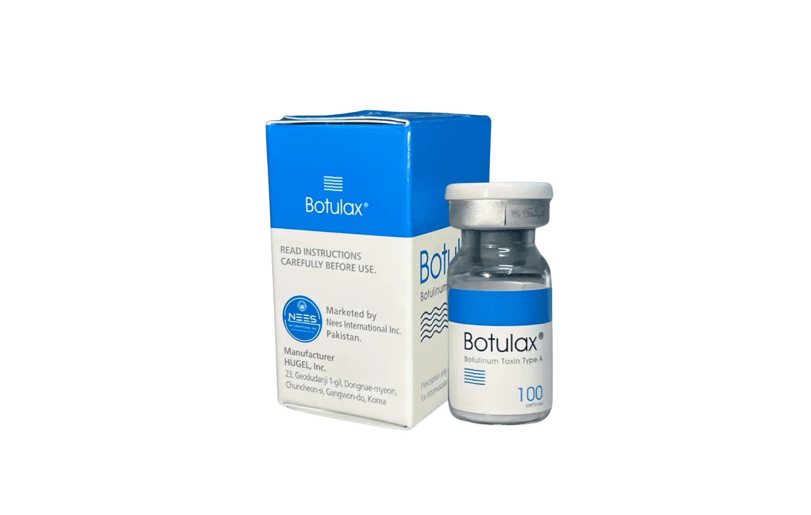 Botulax 100 Units package and vial supplied for professional medical use.